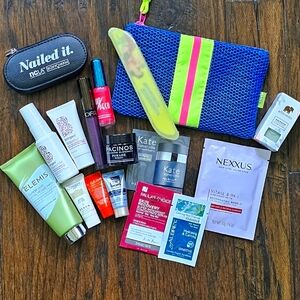 Cosmetic and Skincare Set With Neon Bag